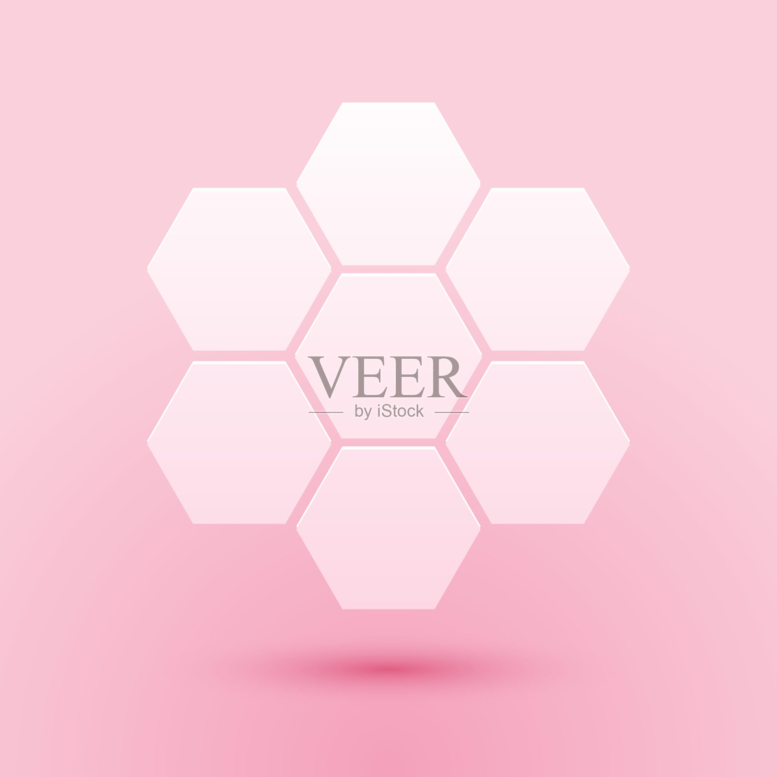 剪纸蜂窝标志图标孤立的粉红色背景。蜂蜜细胞的象征。甜的天然食物。纸艺术风格。向量插画图片素材