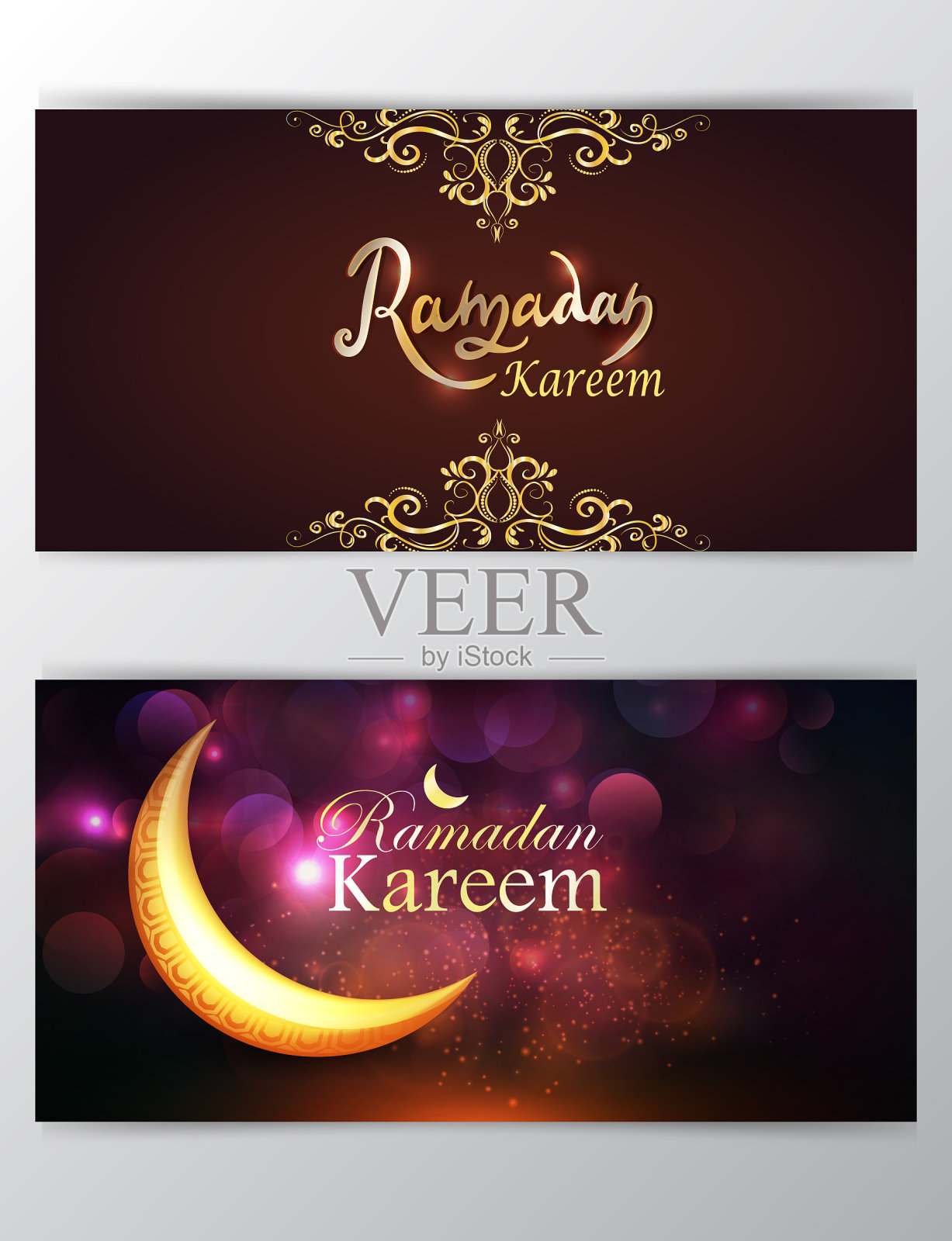 斋月kareem问候在模糊的背景设置插画图片素材