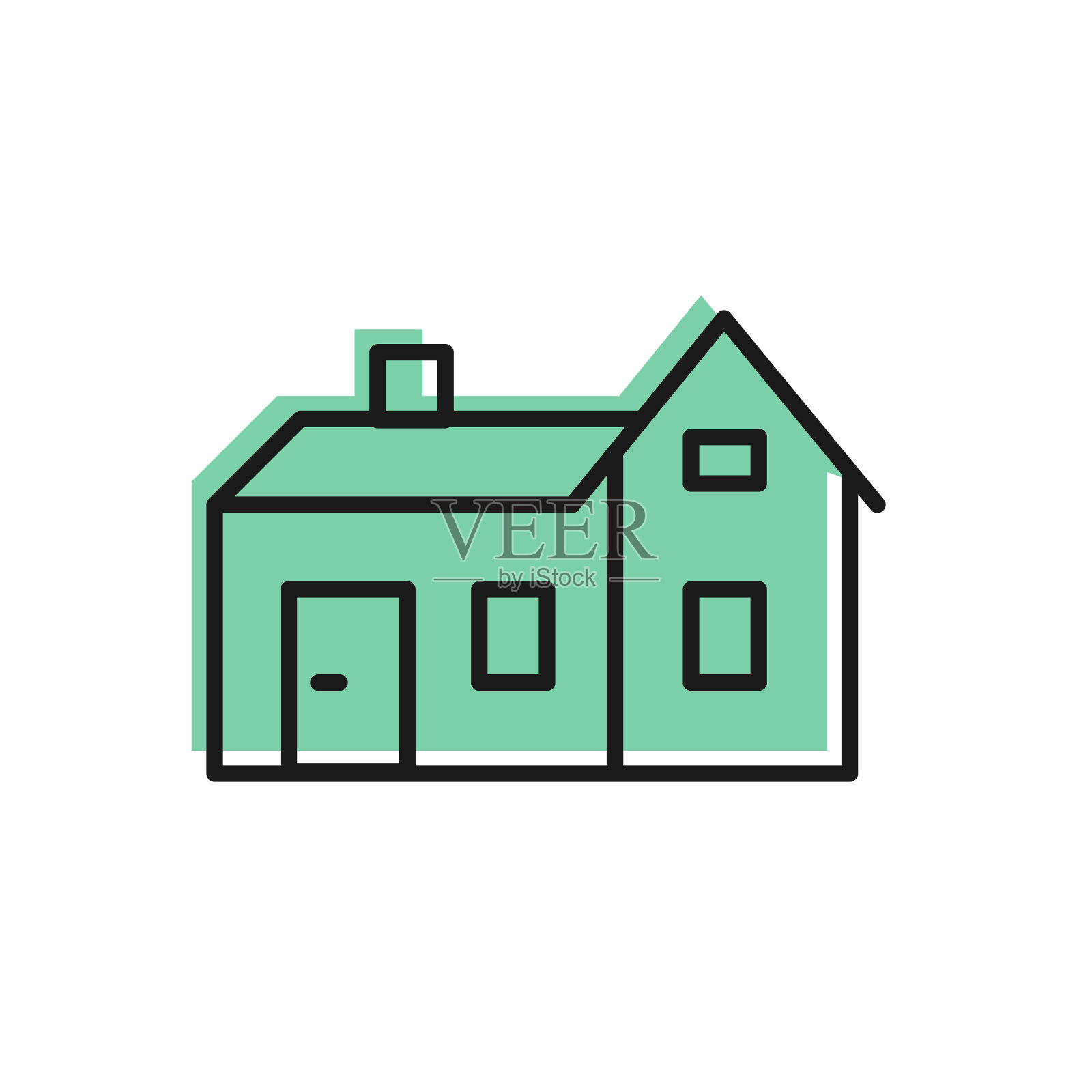 霓虹灯房子图标孤立在砖墙背景上。家的象征。向量设计元素图片