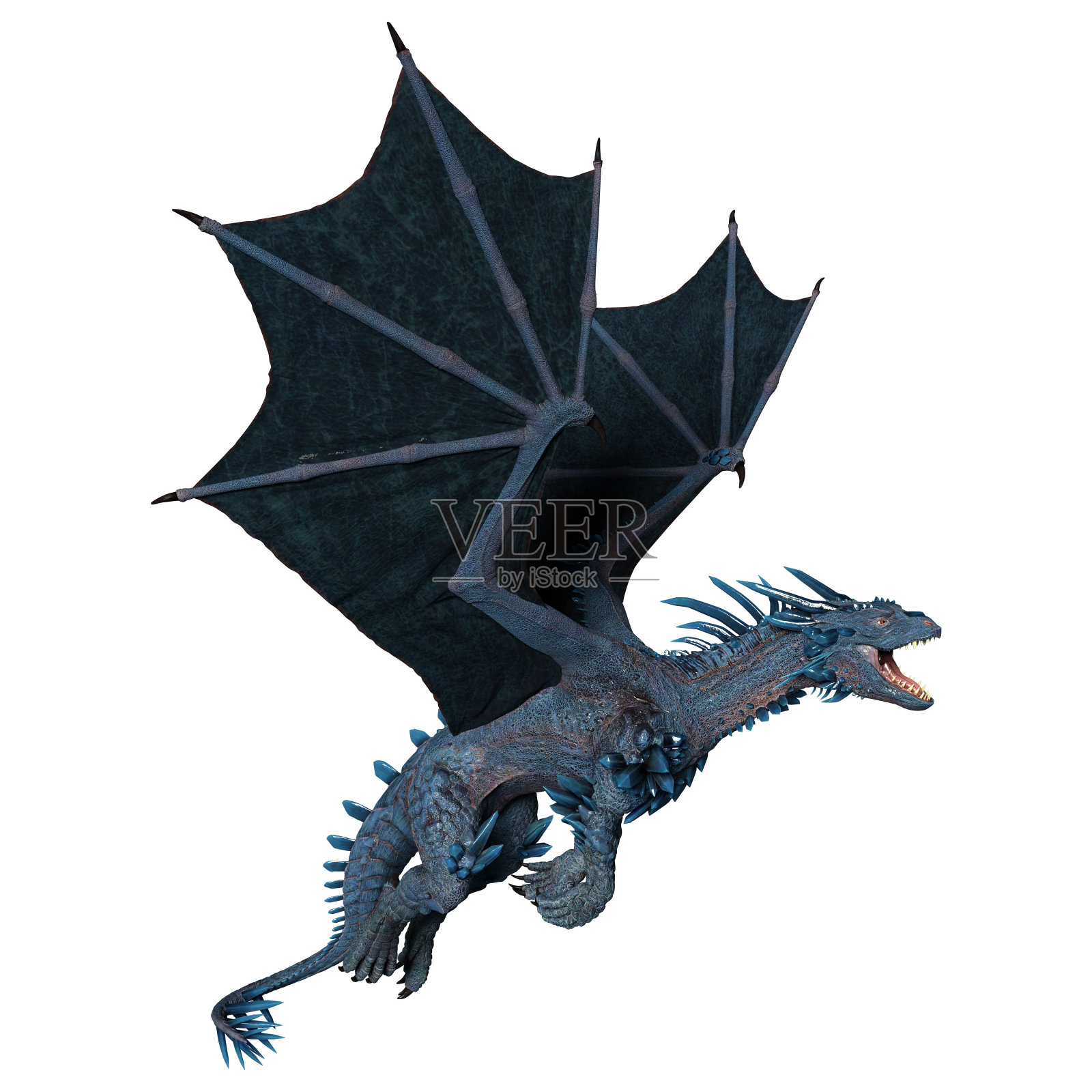 3D插图幻想龙在白色照片摄影图片