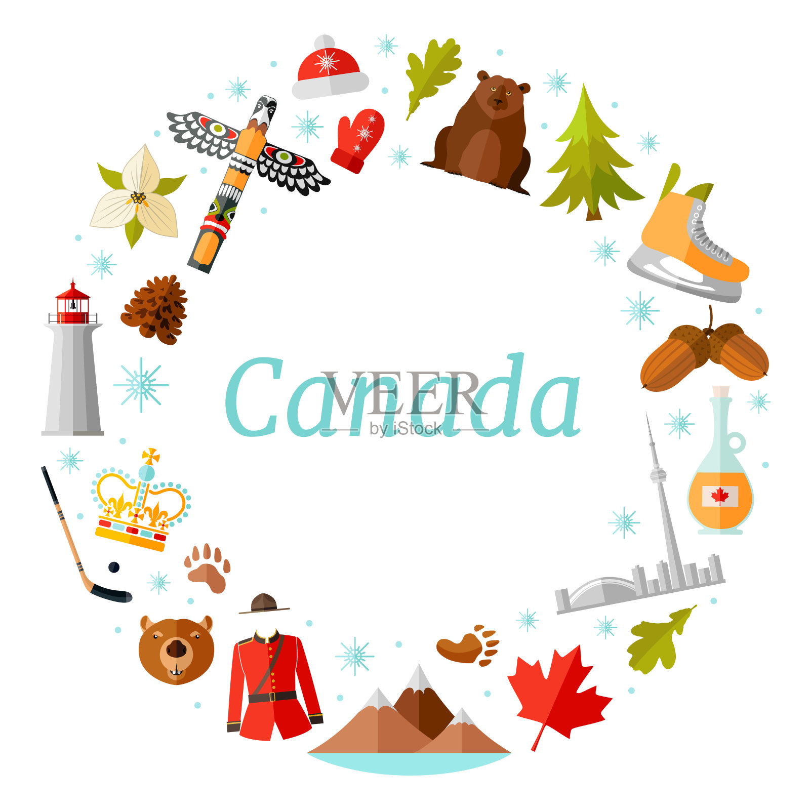 框架模板的加拿大符号。向量花环。插画图片素材