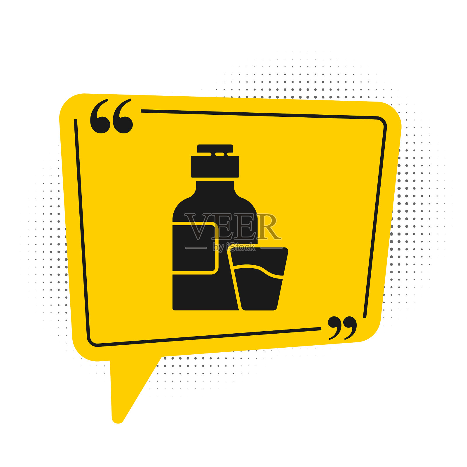 黑瓶药糖浆及剂量计量插画图片素材