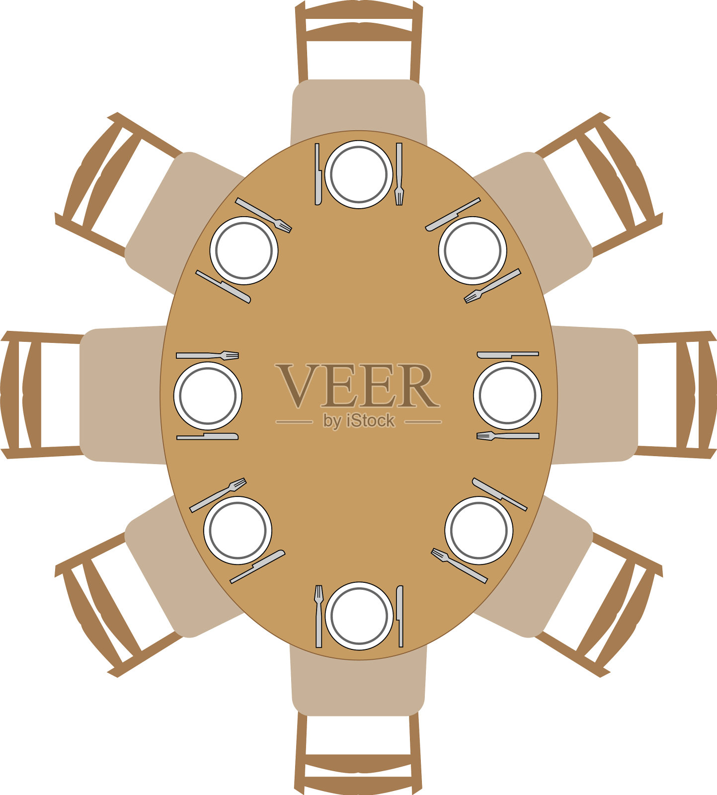 家庭会议点一起圆桌插画图片素材