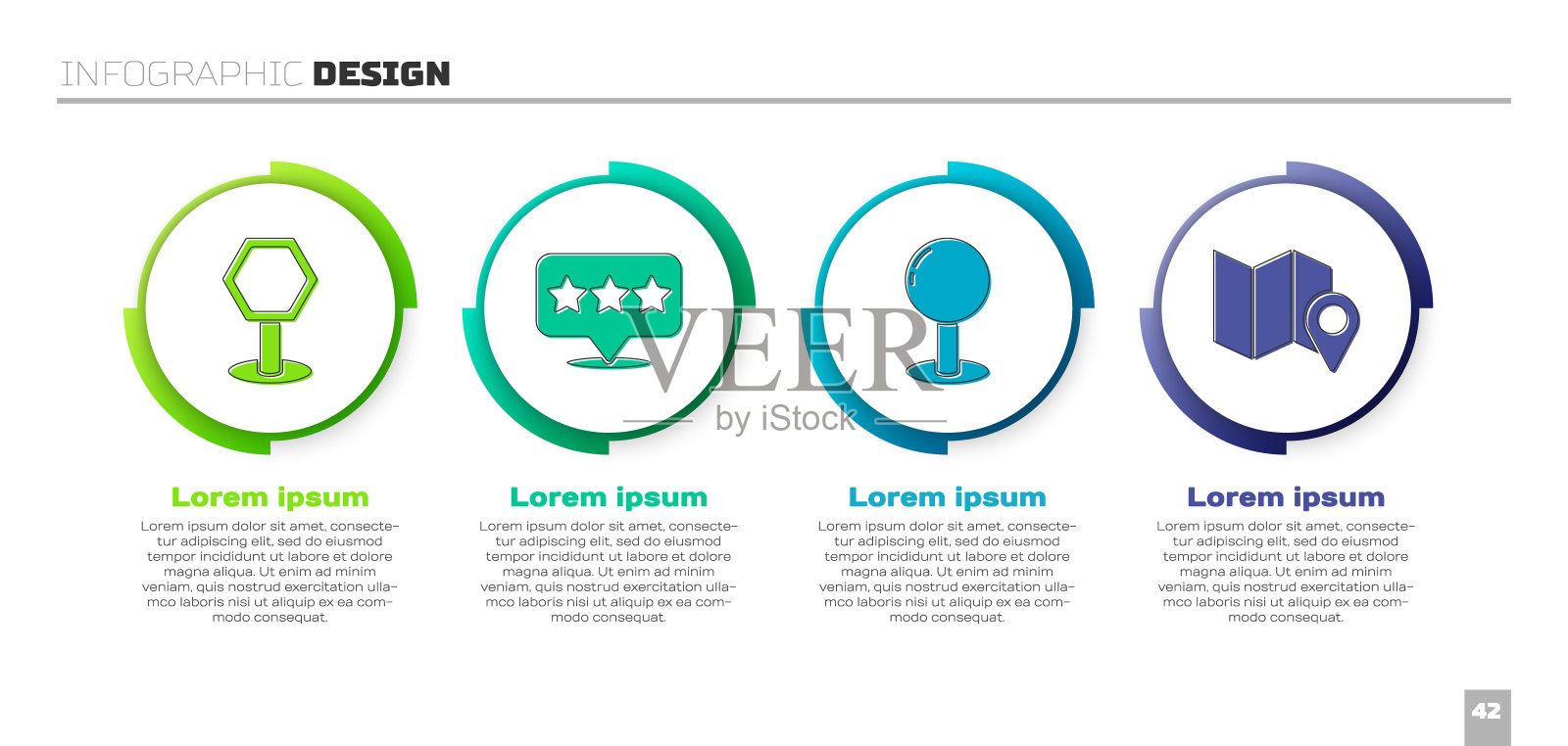 设置道路交通标志，星号地图指针，图钉和折叠地图与位置标记。业务信息模板。向量设计模板素材