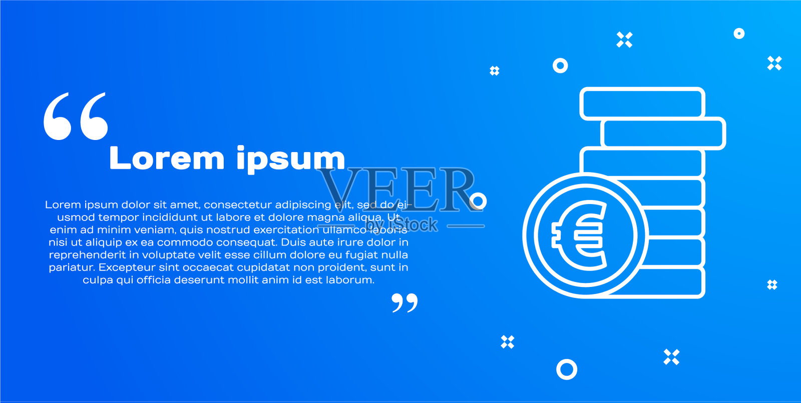 白色线硬币钱币与欧元符号图标插画图片素材