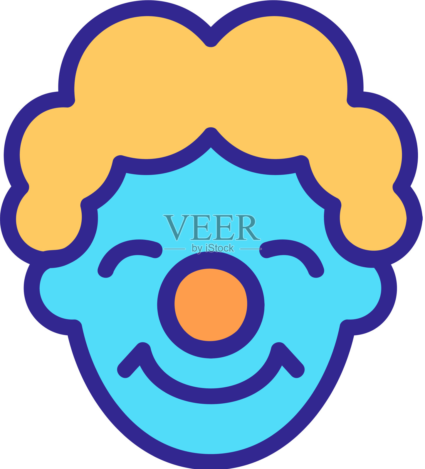 满意小丑面具图标轮廓设计元素图片