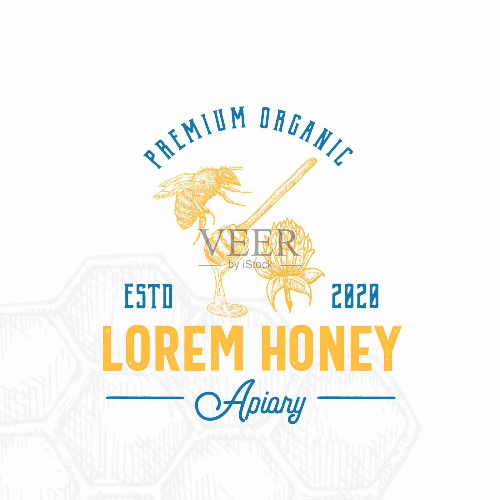 优质当地蜂蜜标志符号或标志模板插画图片素材
