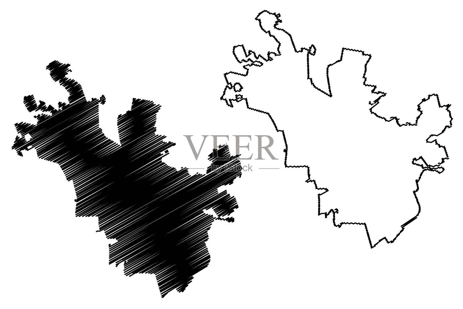 克雷塔罗市(墨西哥联合州，墨西哥，克雷塔罗州)地图矢量插图，涂鸦草图圣地亚哥市德克雷塔罗地图插画图片素材
