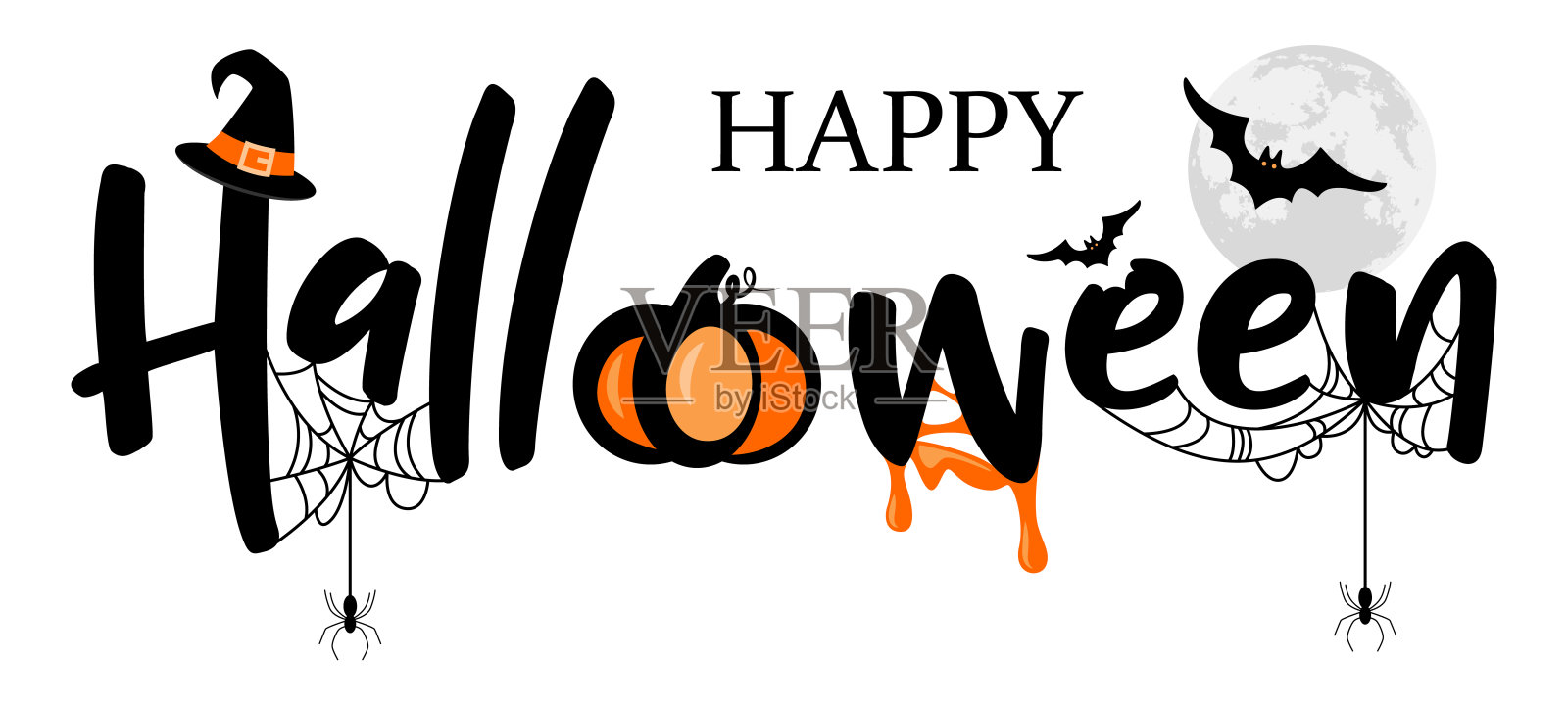 万圣节快乐字母标志插图矢量孤立插画图片素材