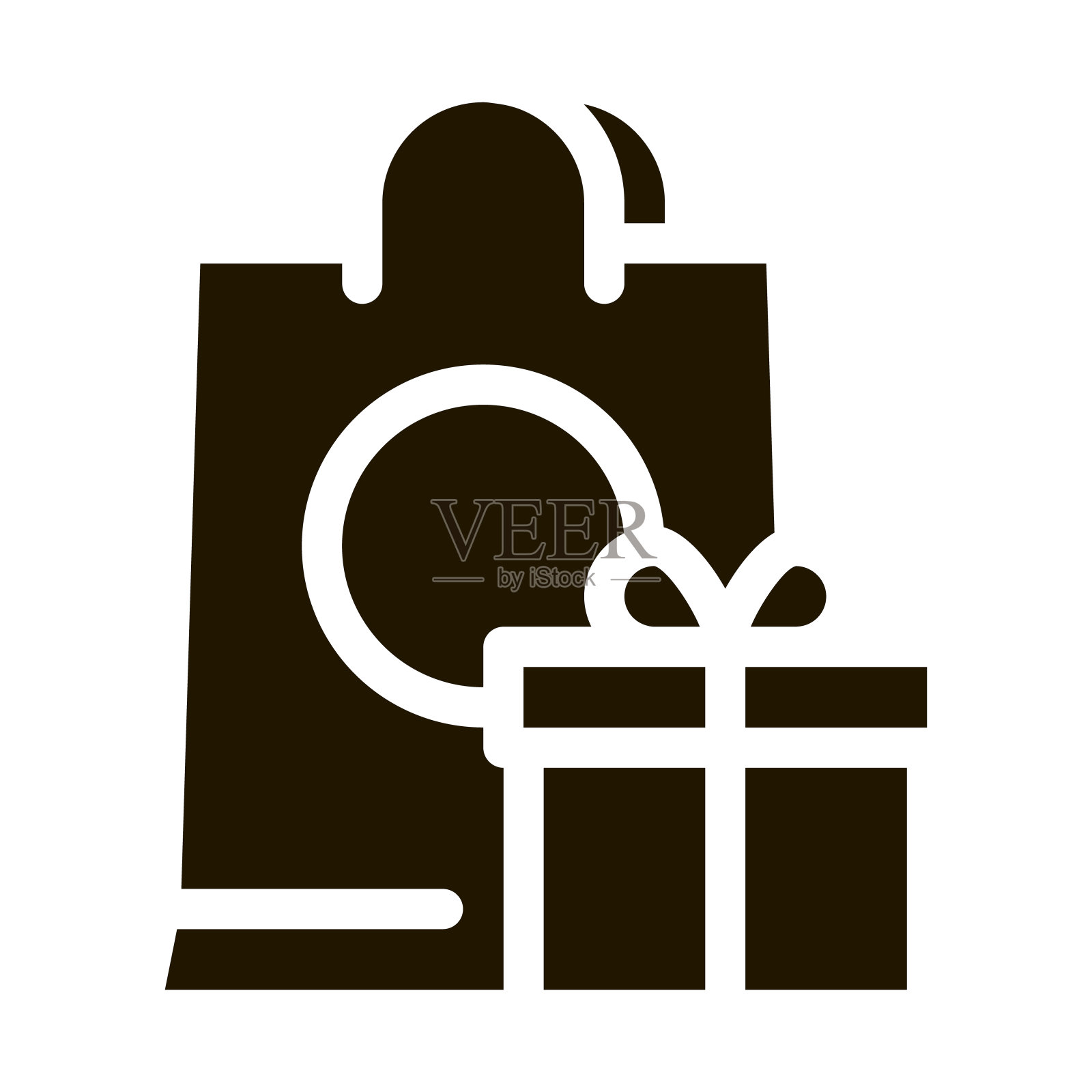 购物袋与礼品内的图标矢量字形插图插画图片素材