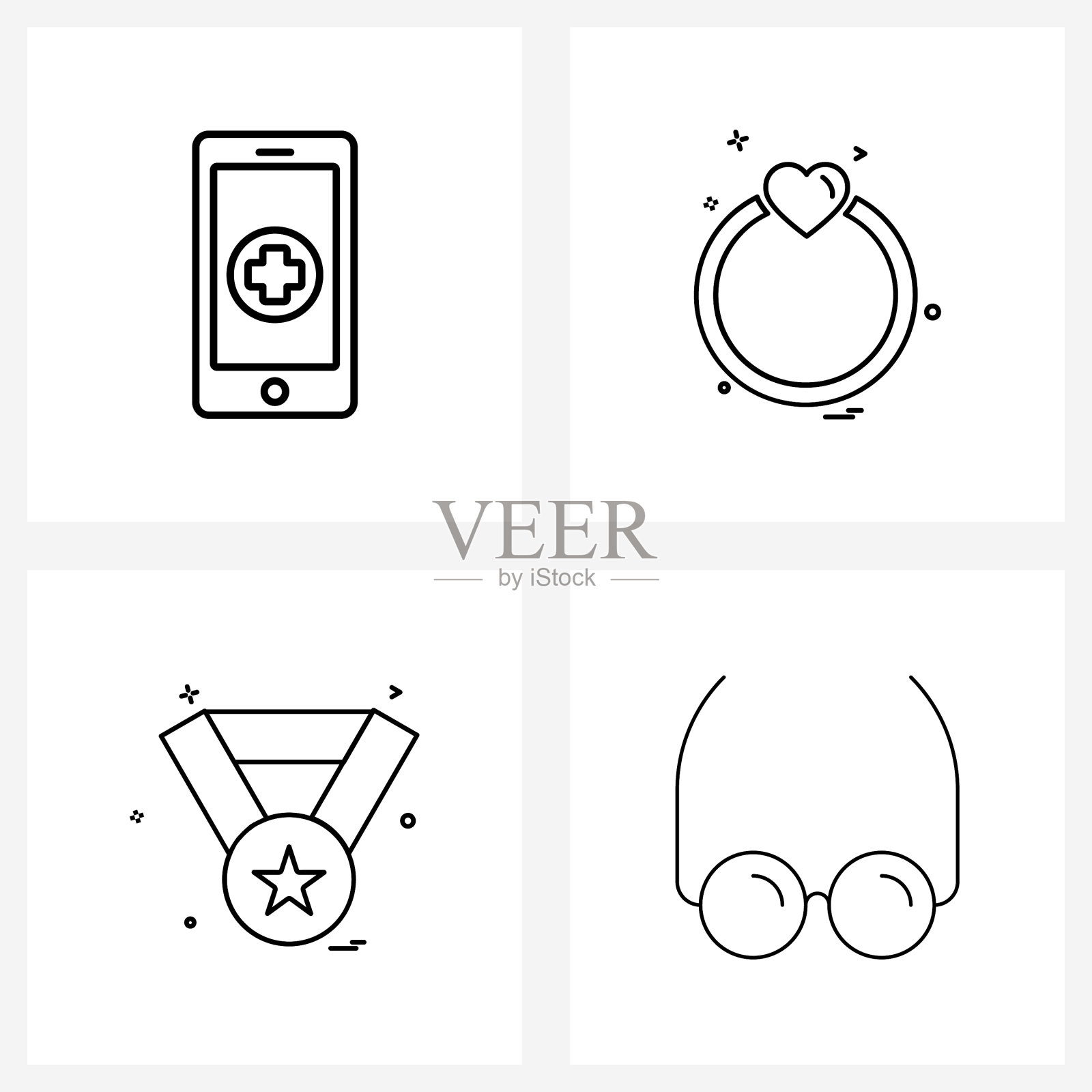 可编辑的线条图标和现代符号图标素材