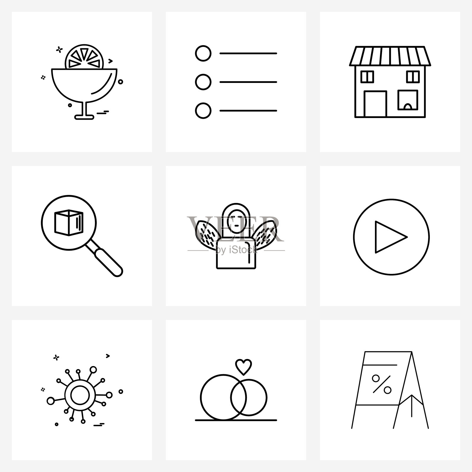 现代样式集九线象形网格为基础插画图片素材