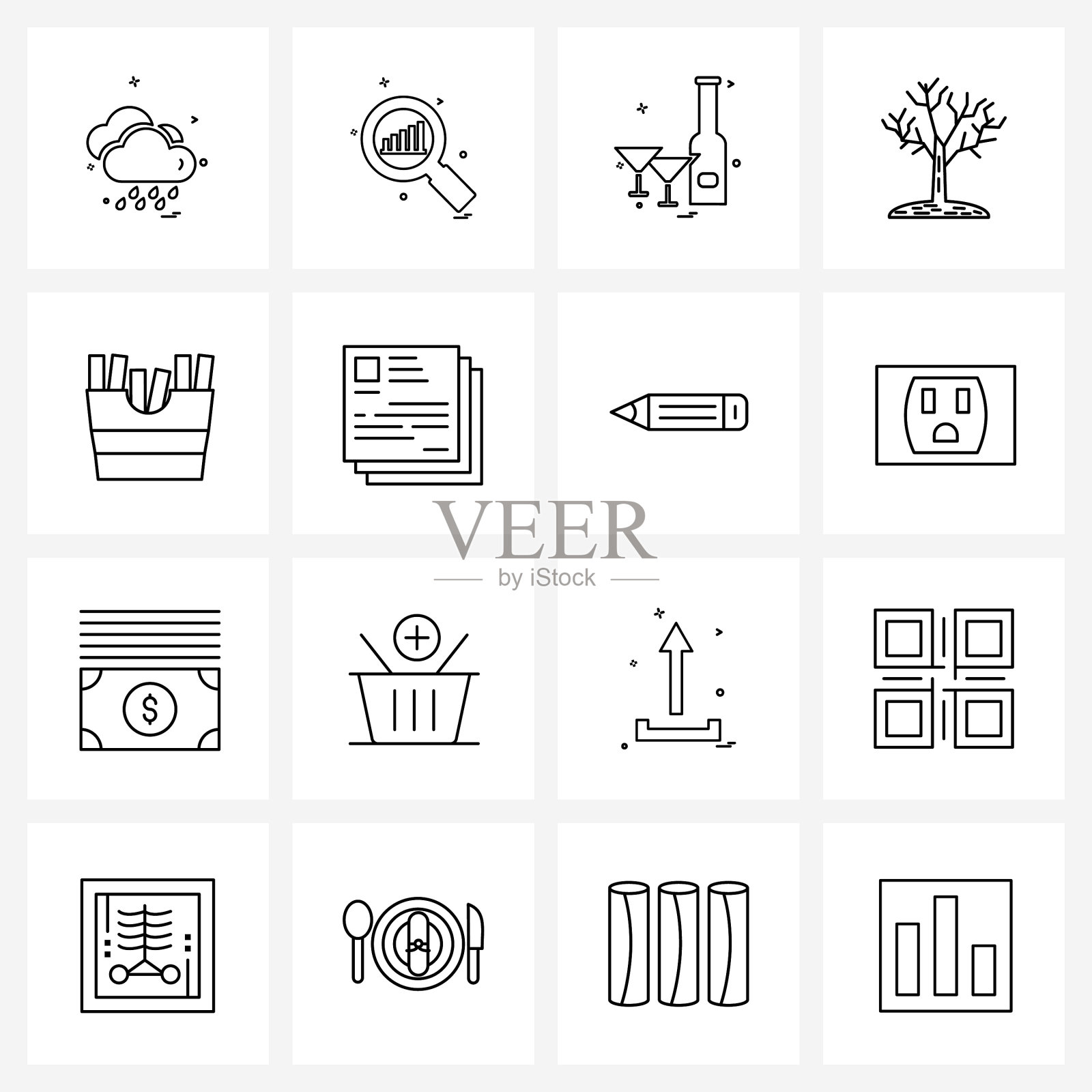 打包16个通用行的图标用于web图标素材