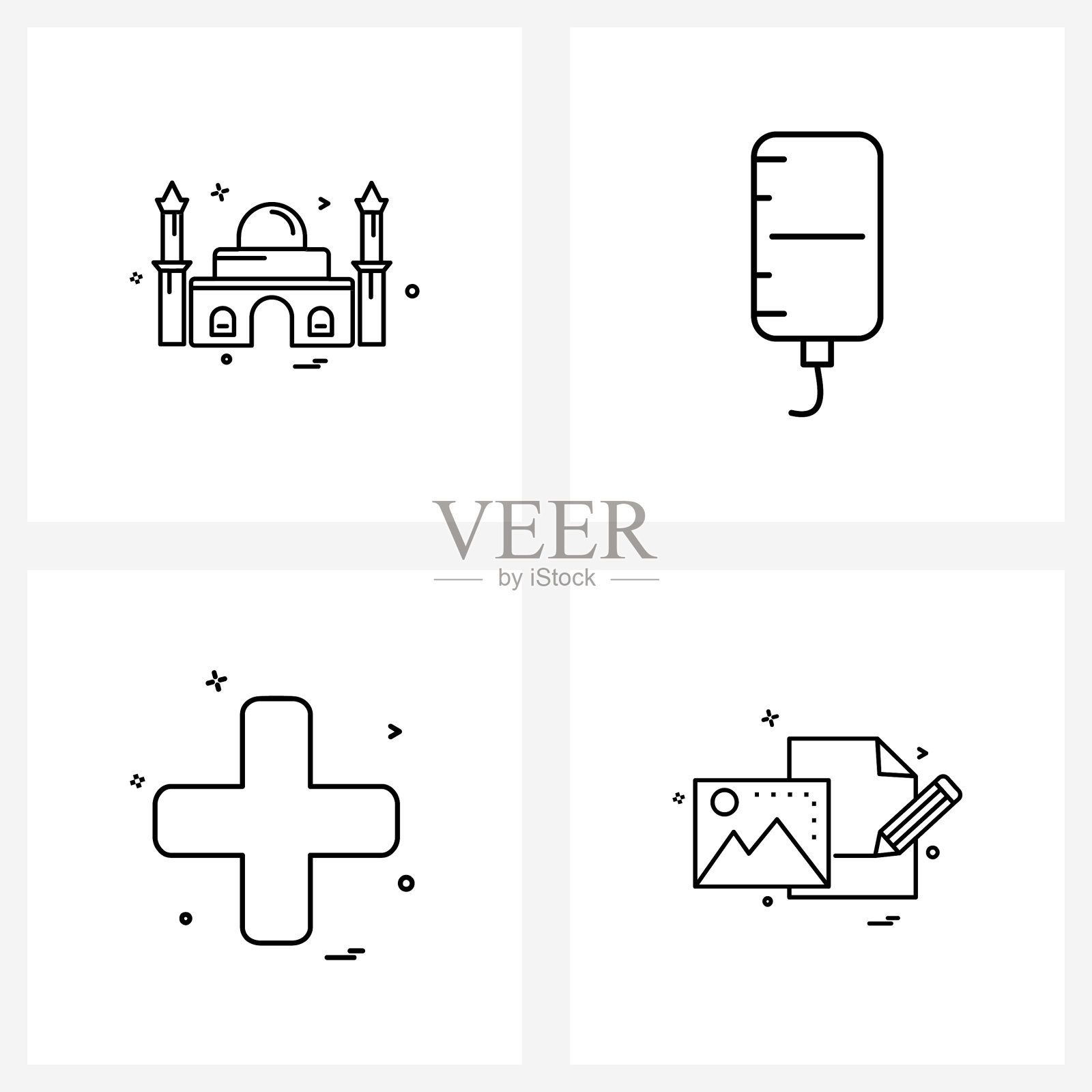 可编辑的线条图标和现代符号插画图片素材