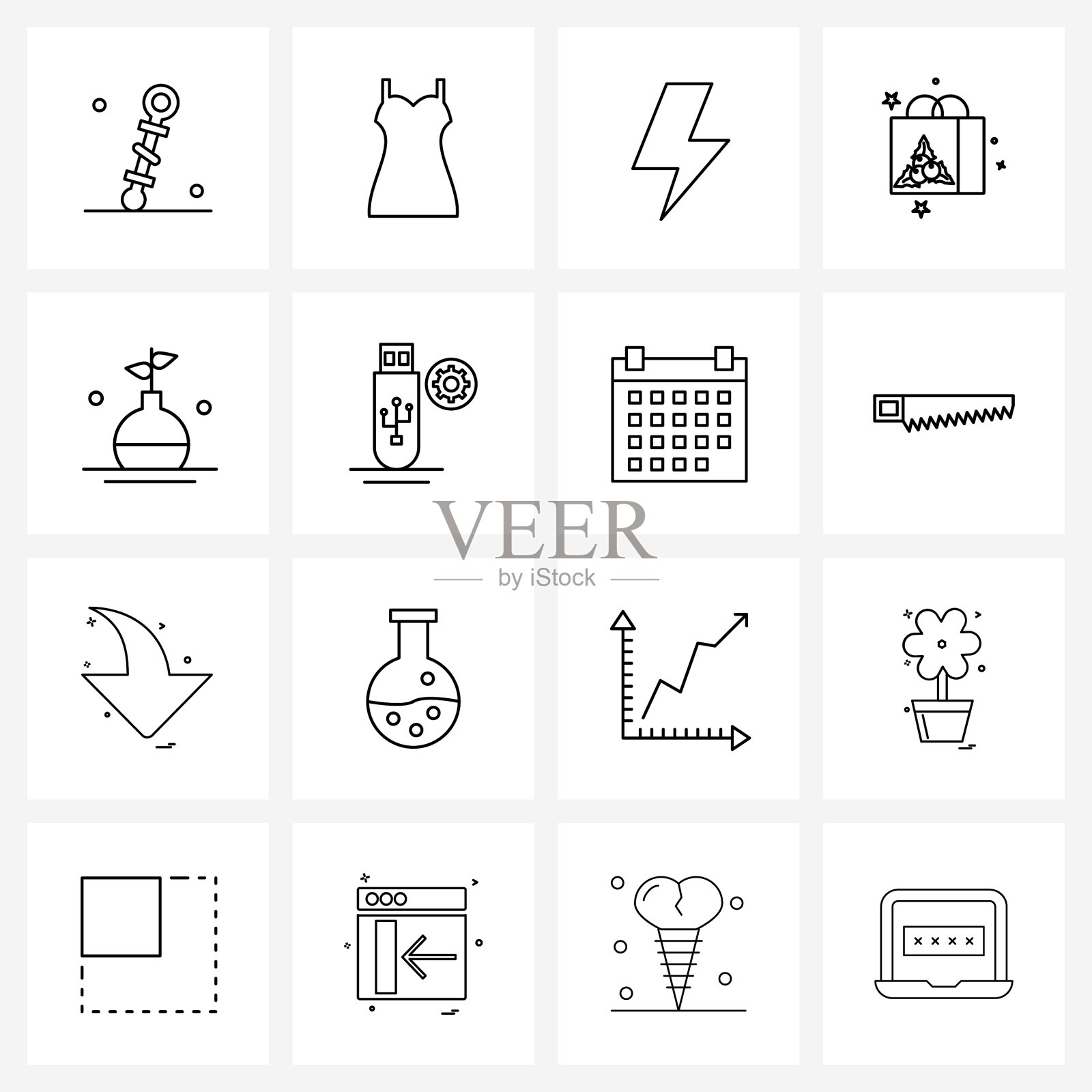 现代样式集16行象形网格为基础插画图片素材