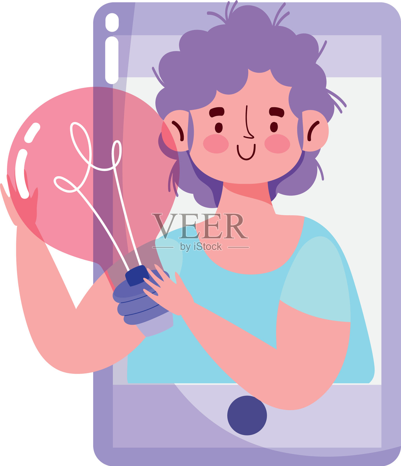 智能手机男孩与灯泡创意孤立设计元素图片