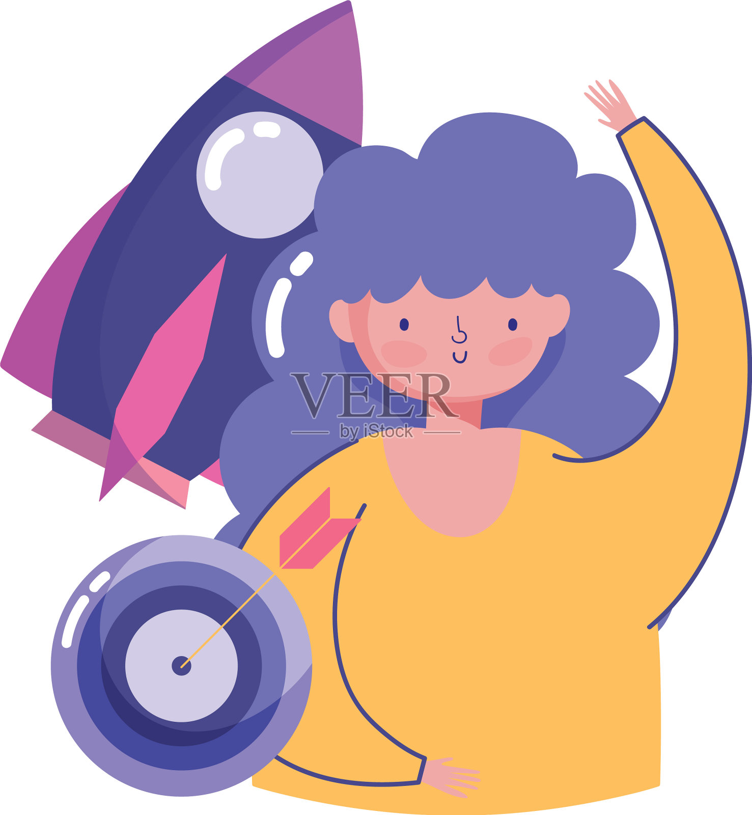 人们创意科技女孩目标火箭设计元素图片