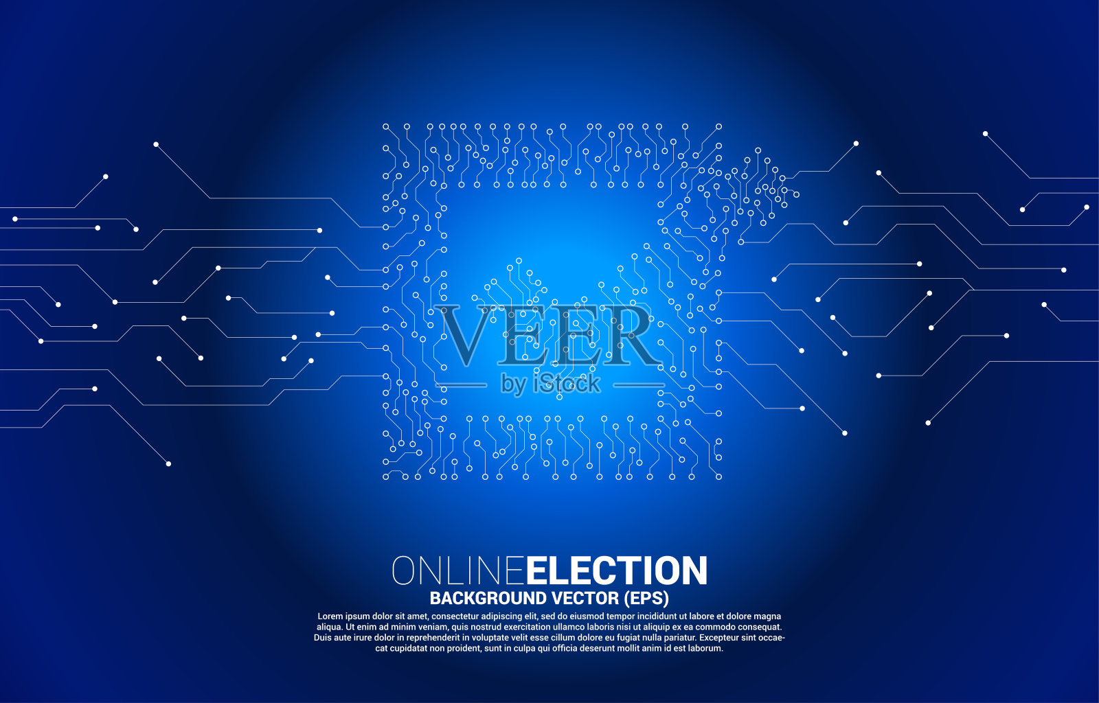 复选框图标从点连接线线路板风格。插画图片素材