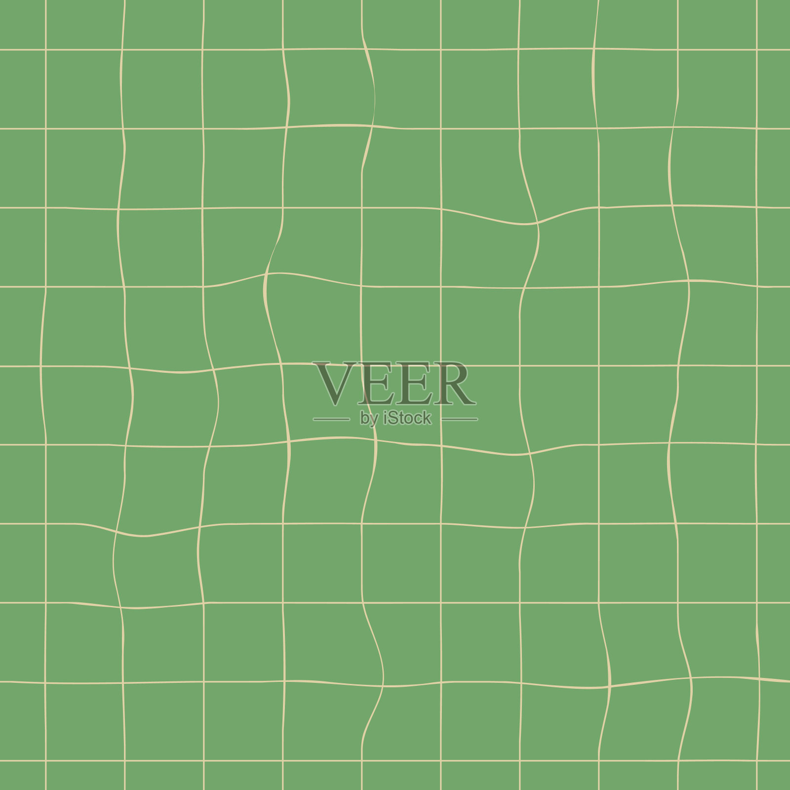 米色笼格子无缝模式在绿色背景插画图片素材