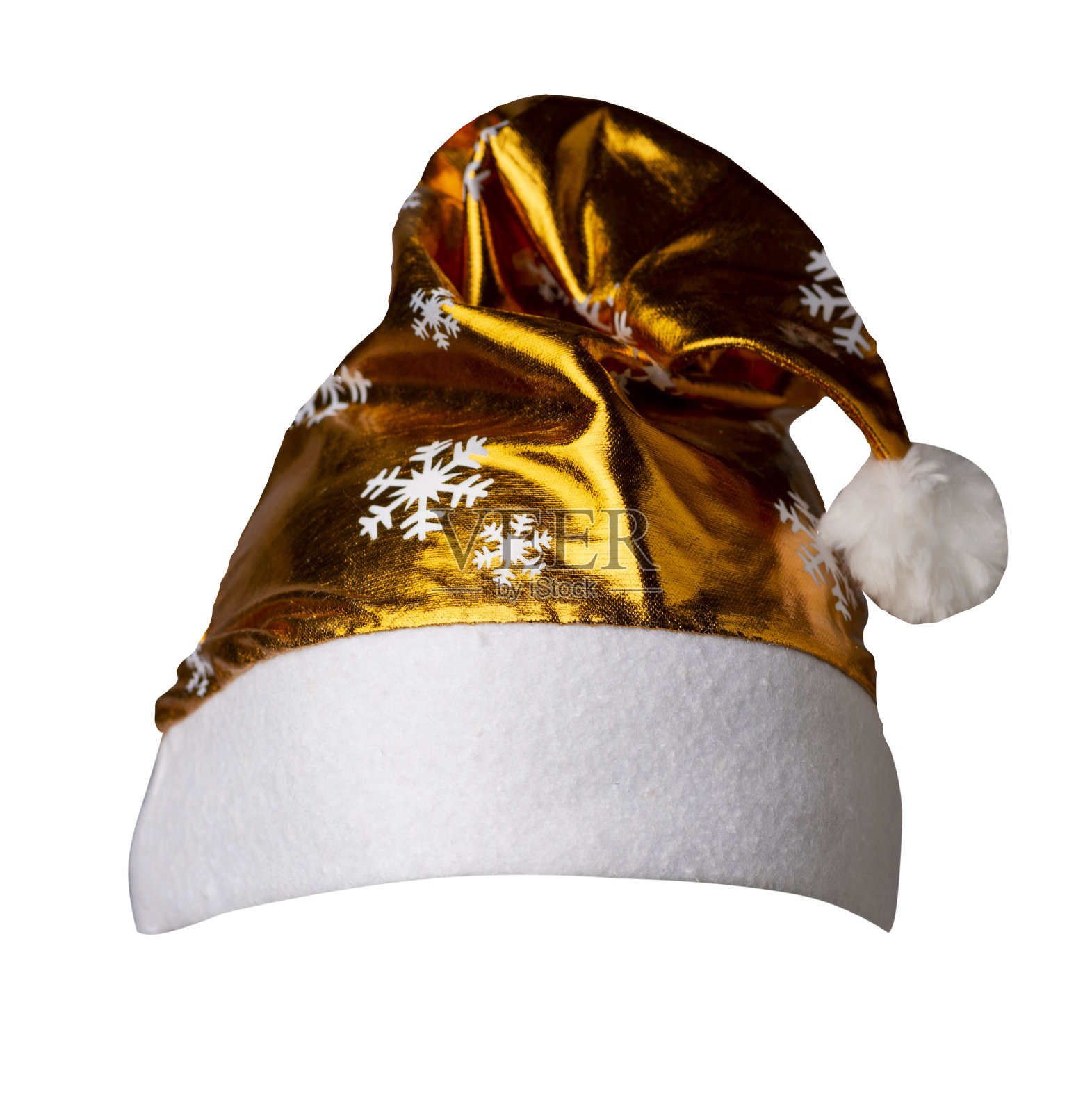 白色背景上的圣诞老人帽。圣诞老人帽是在圣诞节戴的。照片摄影图片