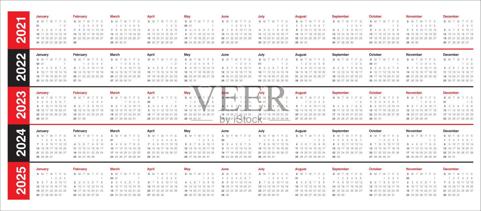 2021年2022年2023年2024年2025年日历矢量设计模板设计模板素材
