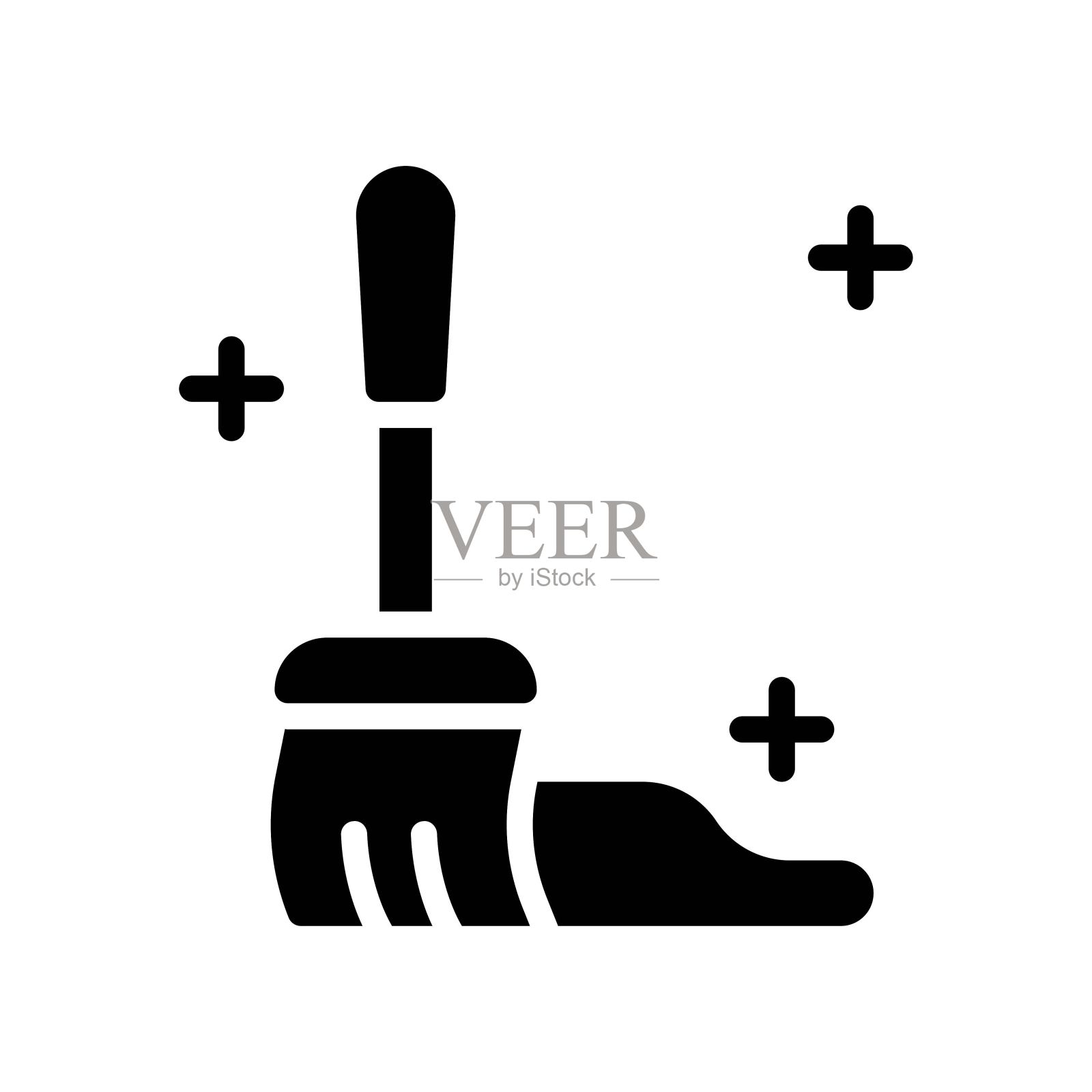 面包店图标相关的涂油刷与黄油矢量在固体设计，插画图片素材