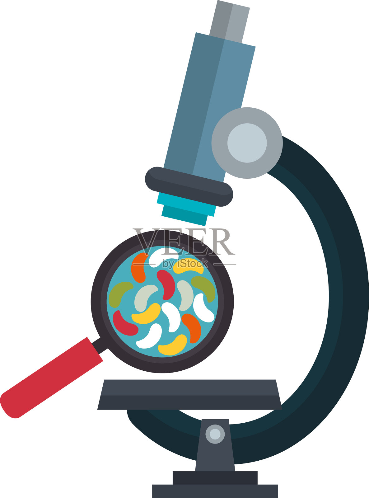 显微镜实验室的微生物和设计元素图片