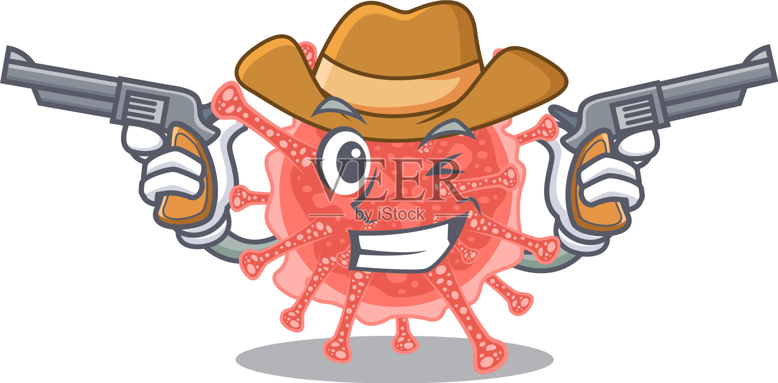 可爱帅气的牛仔癌病毒卡通设计元素图片