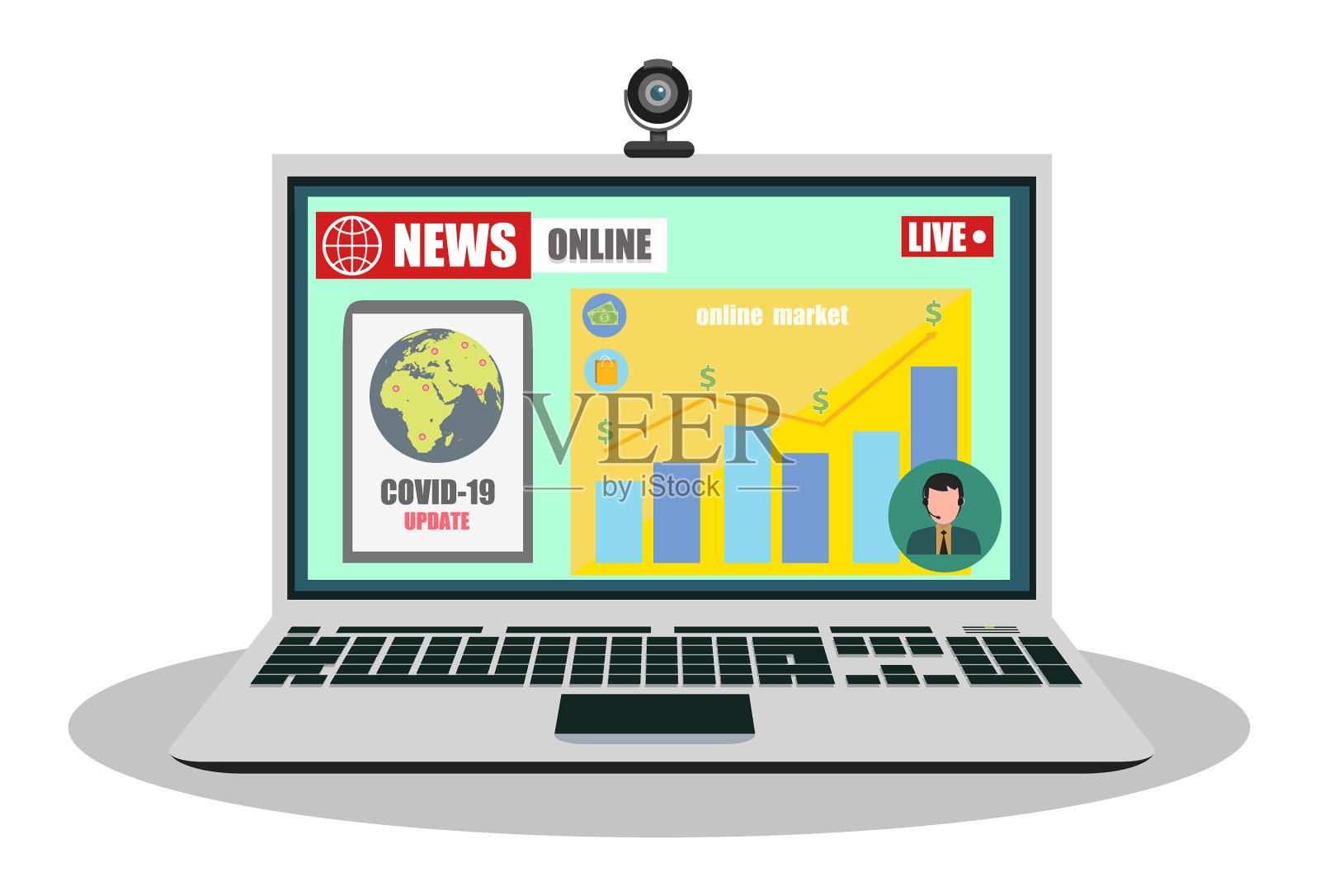 笔记本电脑在线新闻设计元素图片