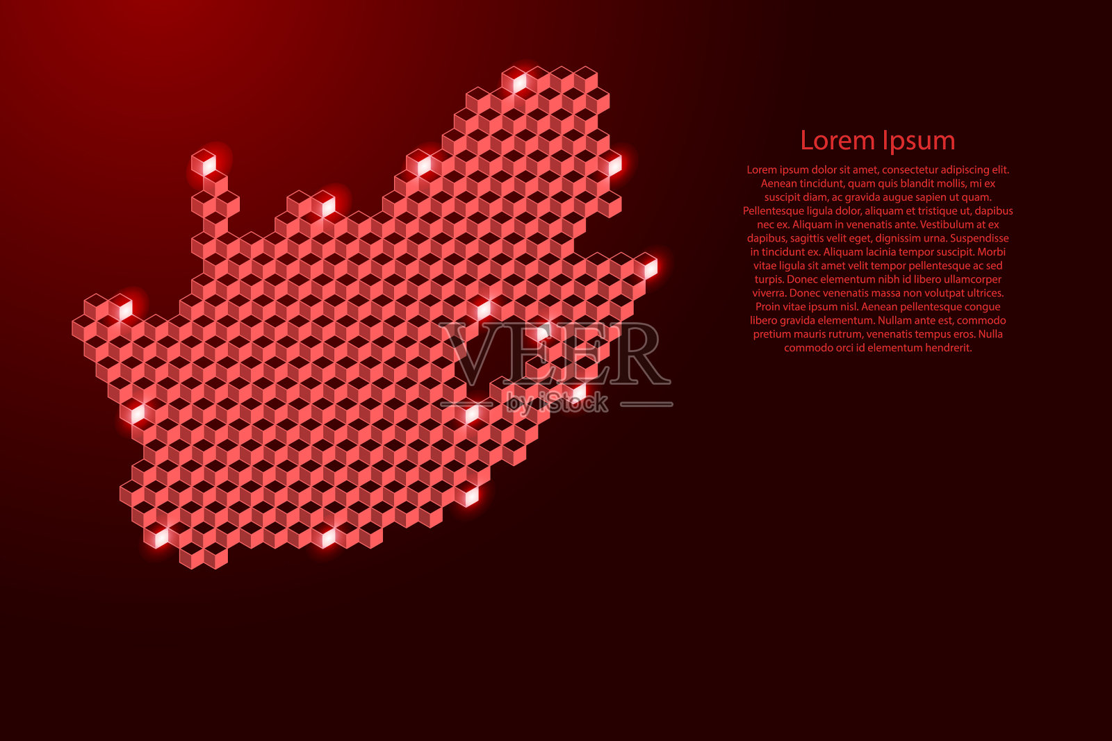 南非地图从三维红色立方体等距插画图片素材