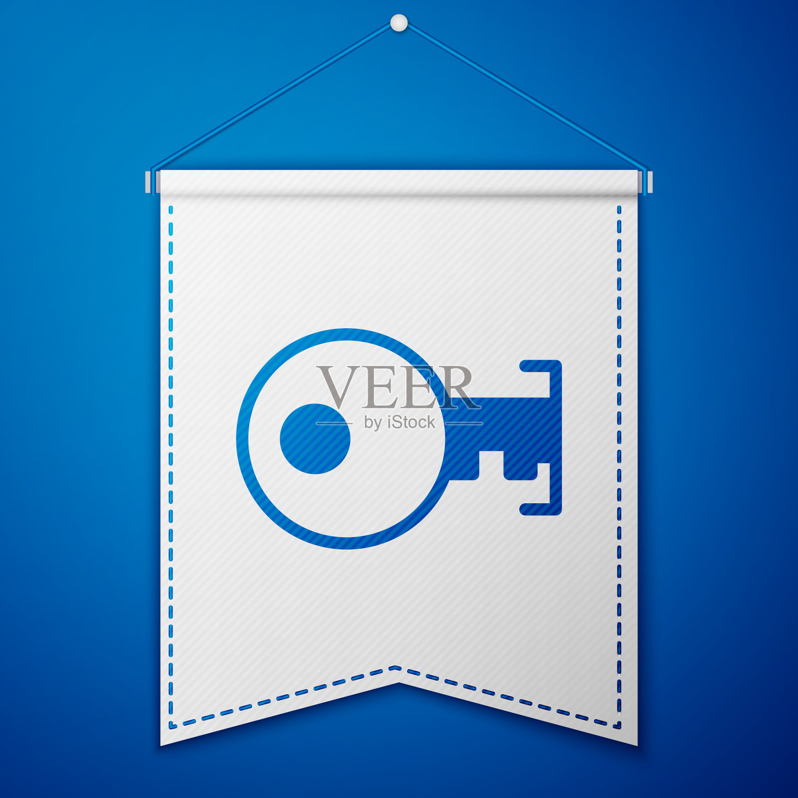 蓝色键图标孤立在蓝色背景白色插画图片素材