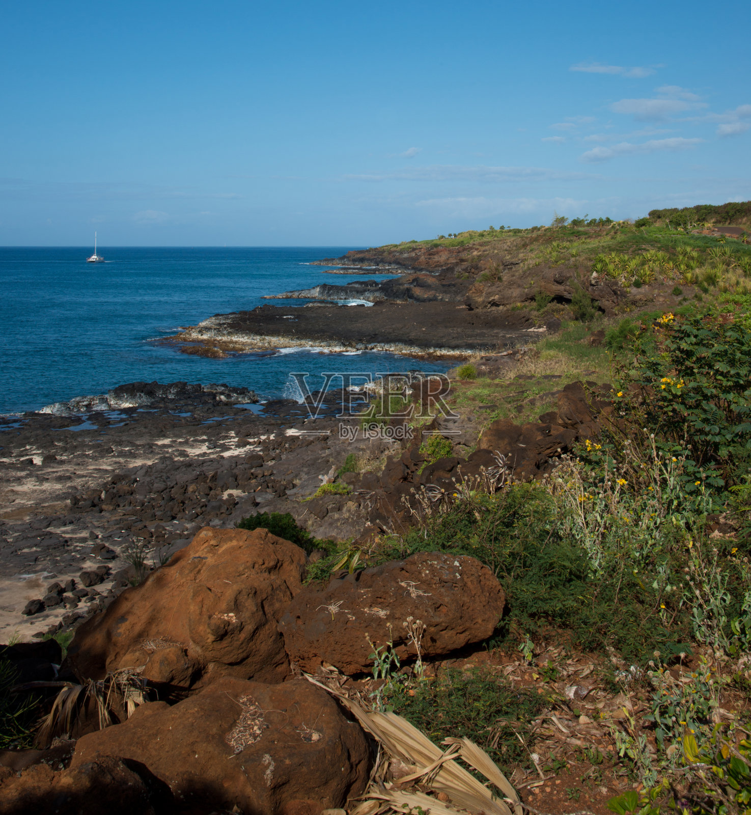 考艾岛海岸线照片摄影图片
