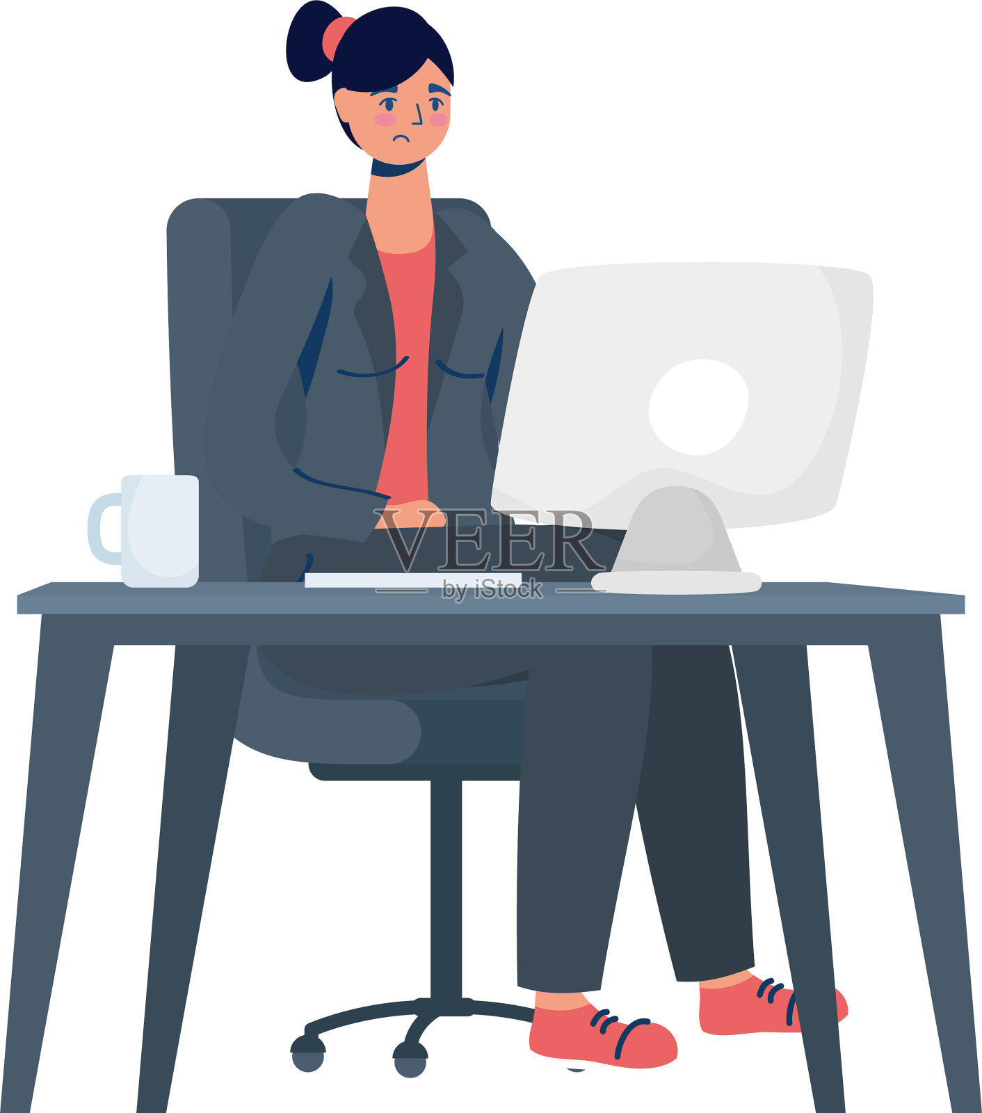 优雅的商务女性在桌面工作设计元素图片