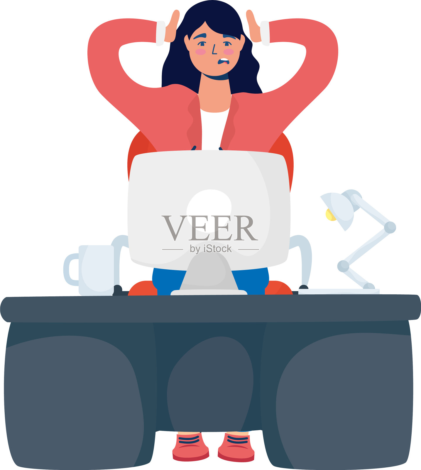 优雅的商务女性在桌面工作设计元素图片