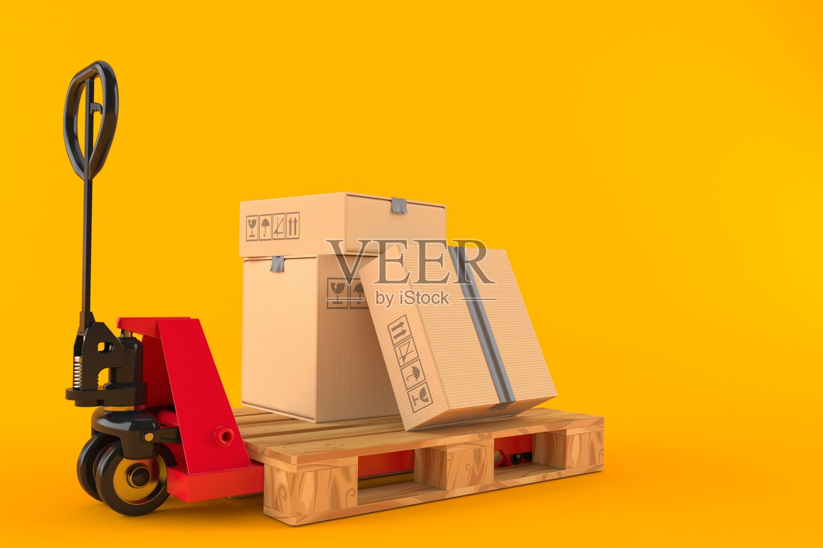 带包裹的手动托盘卡车照片摄影图片