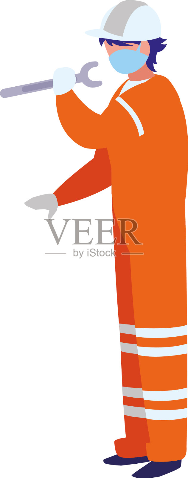 带口罩工作的产业工人设计元素图片