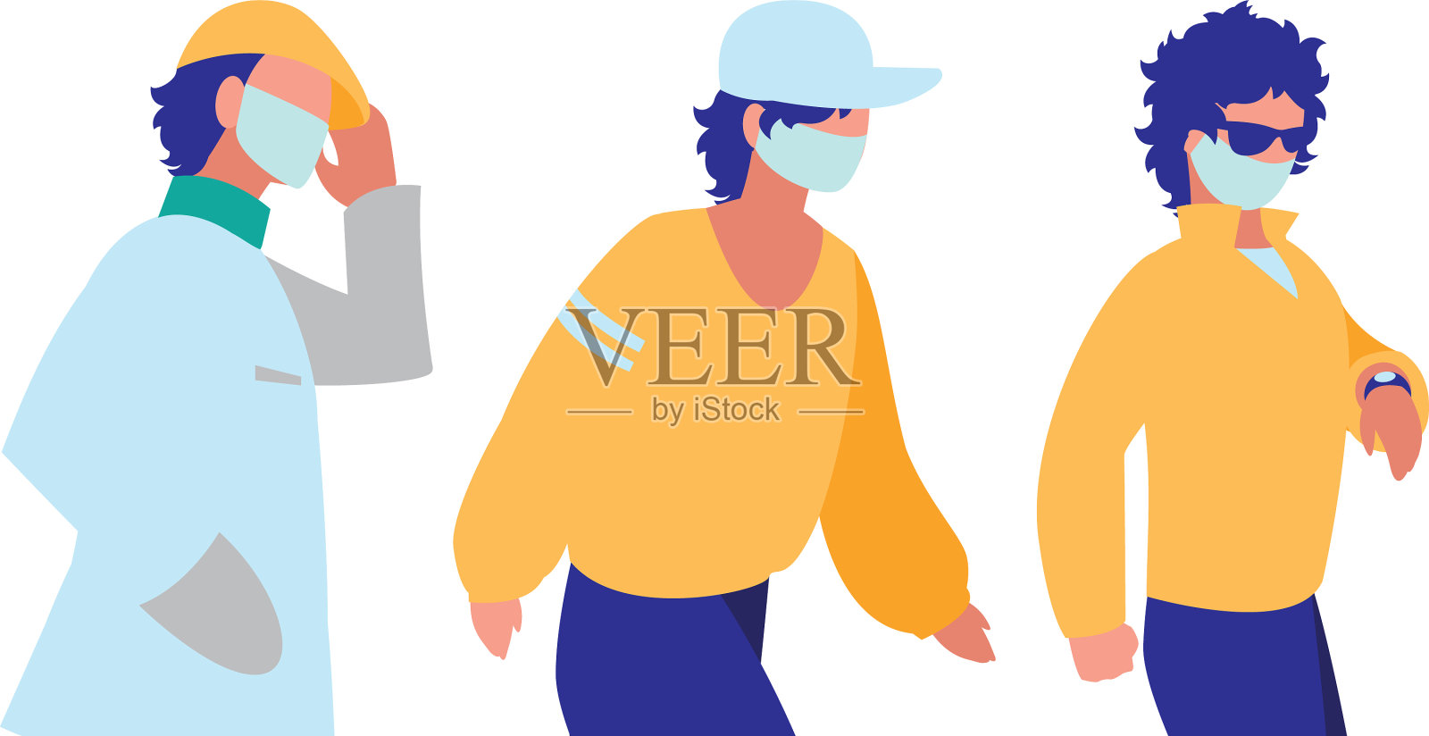 城市里的男人戴着口罩设计元素图片