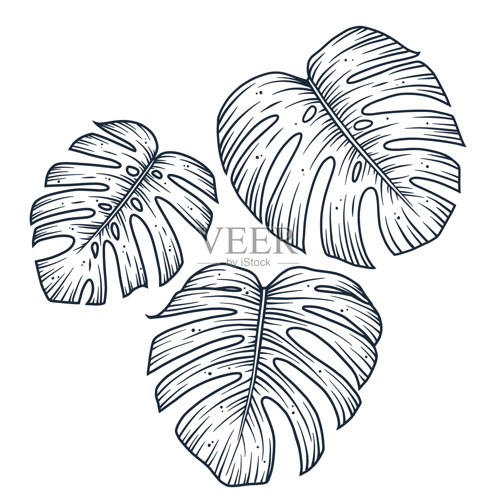 无缝模式热带叶怪物设计元素图片