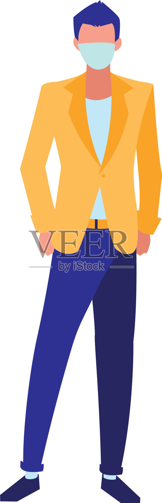 戴着口罩的城里人设计元素图片