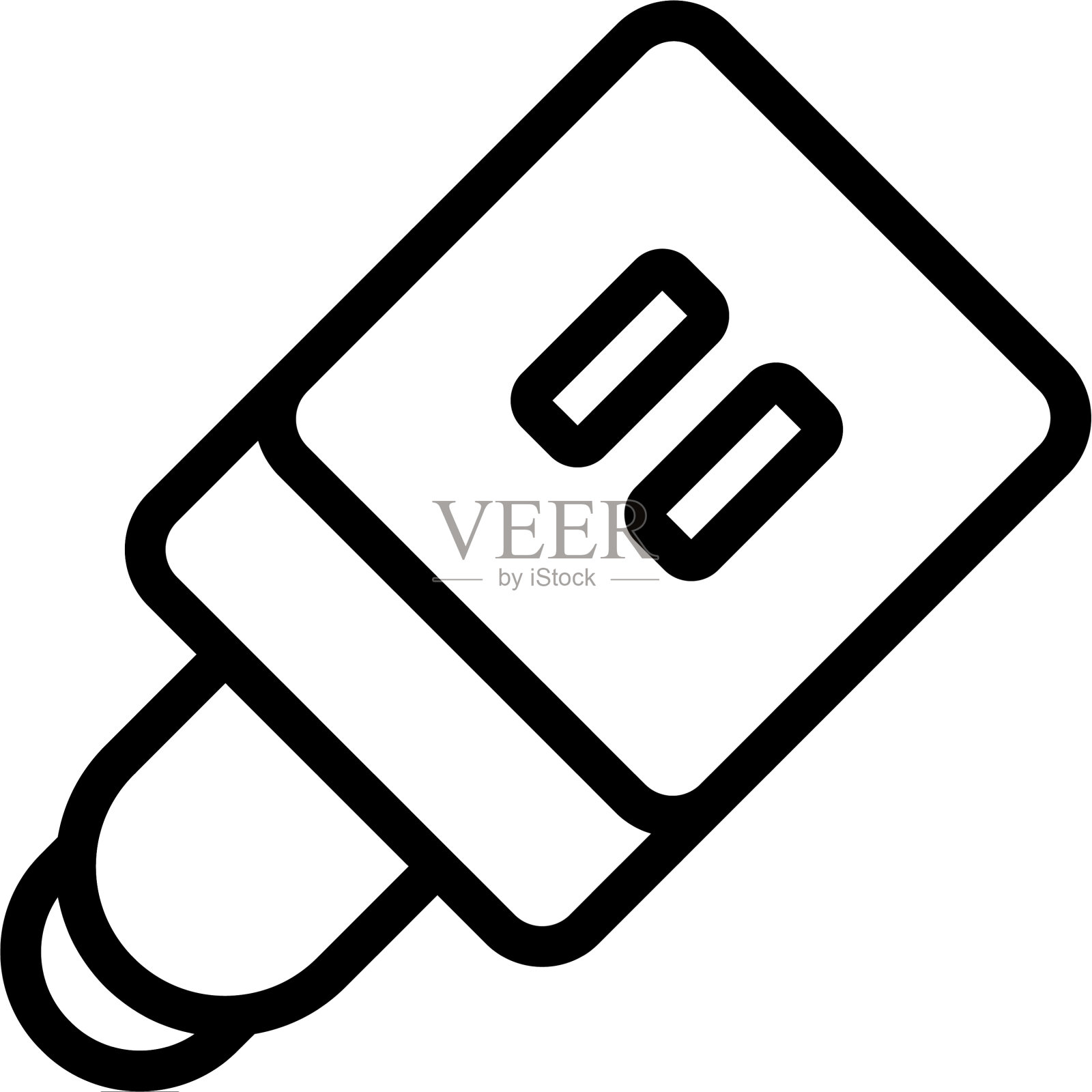 方形电源块与两个连接器俯视图图标素材