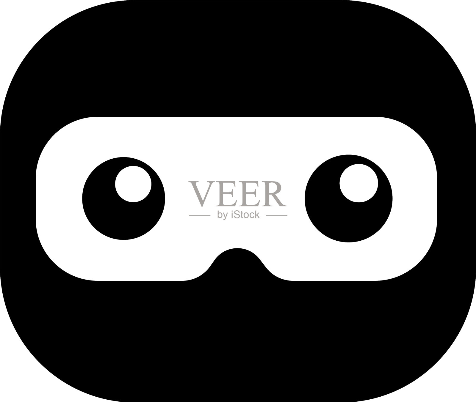 可爱的忍者头标志概念黑忍者设计设计元素图片