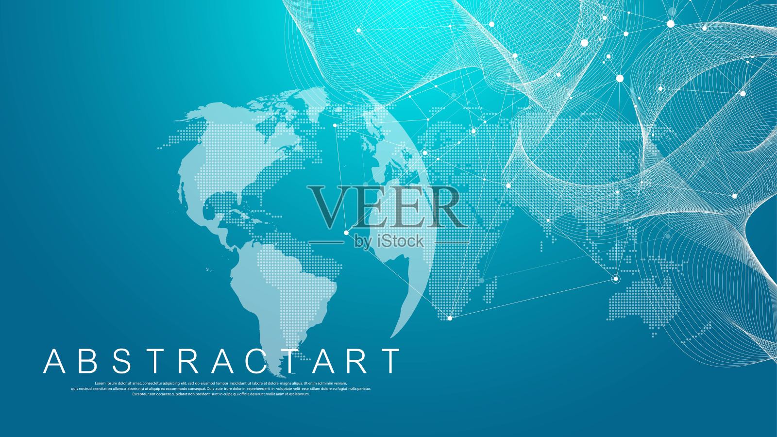 全球网络连接概念。大数据可视化。社交网络通信在全球计算机网络中。互联网技术。业务。科学。矢量图插画图片素材