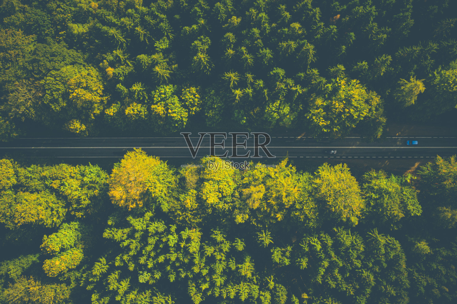 无人机:秋季空中公路之旅照片摄影图片