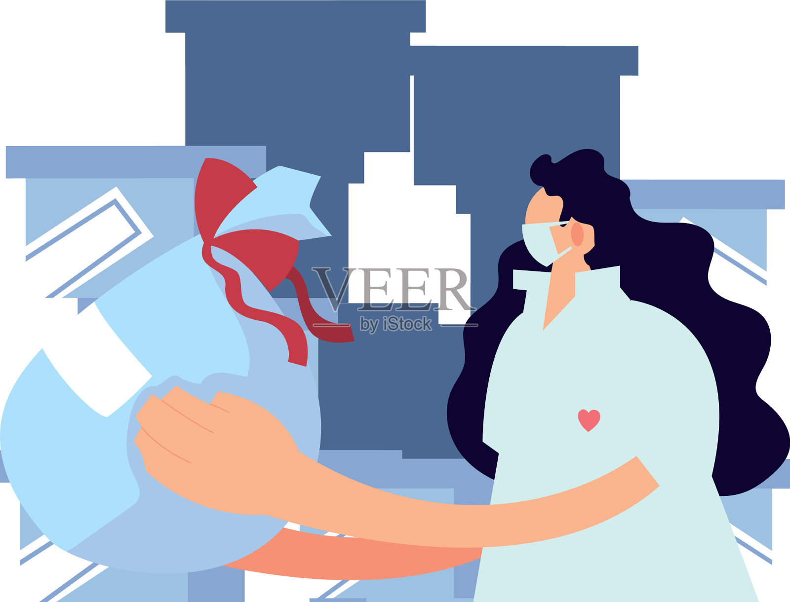 送货员在给顾客送货的路上插画图片素材