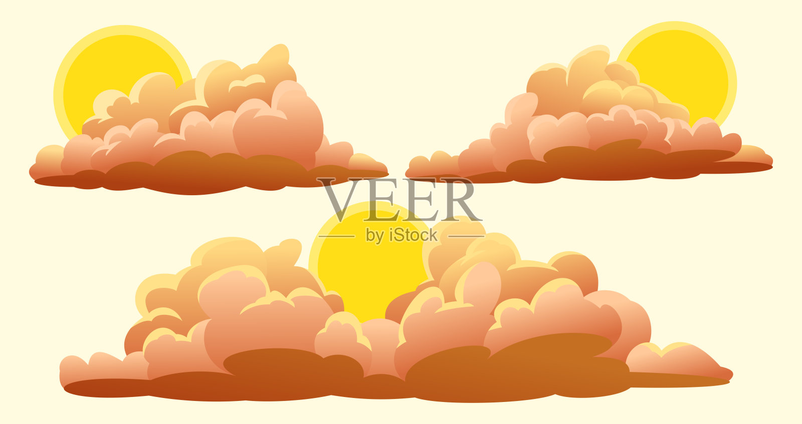 卡通云朵组插画图片素材