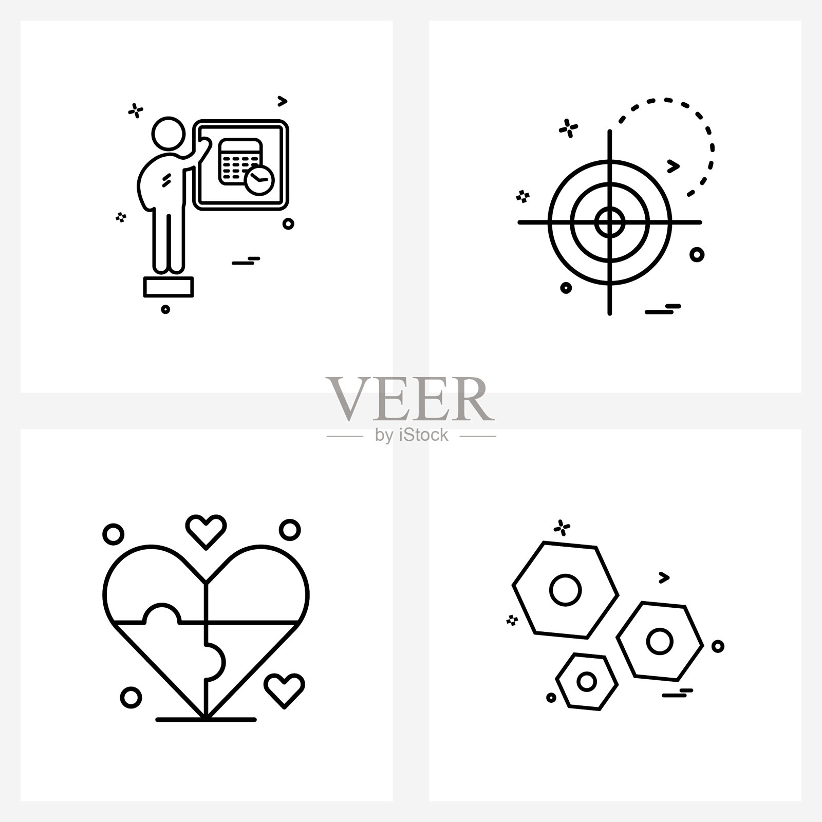 设置4行图标标志和符号插画图片素材