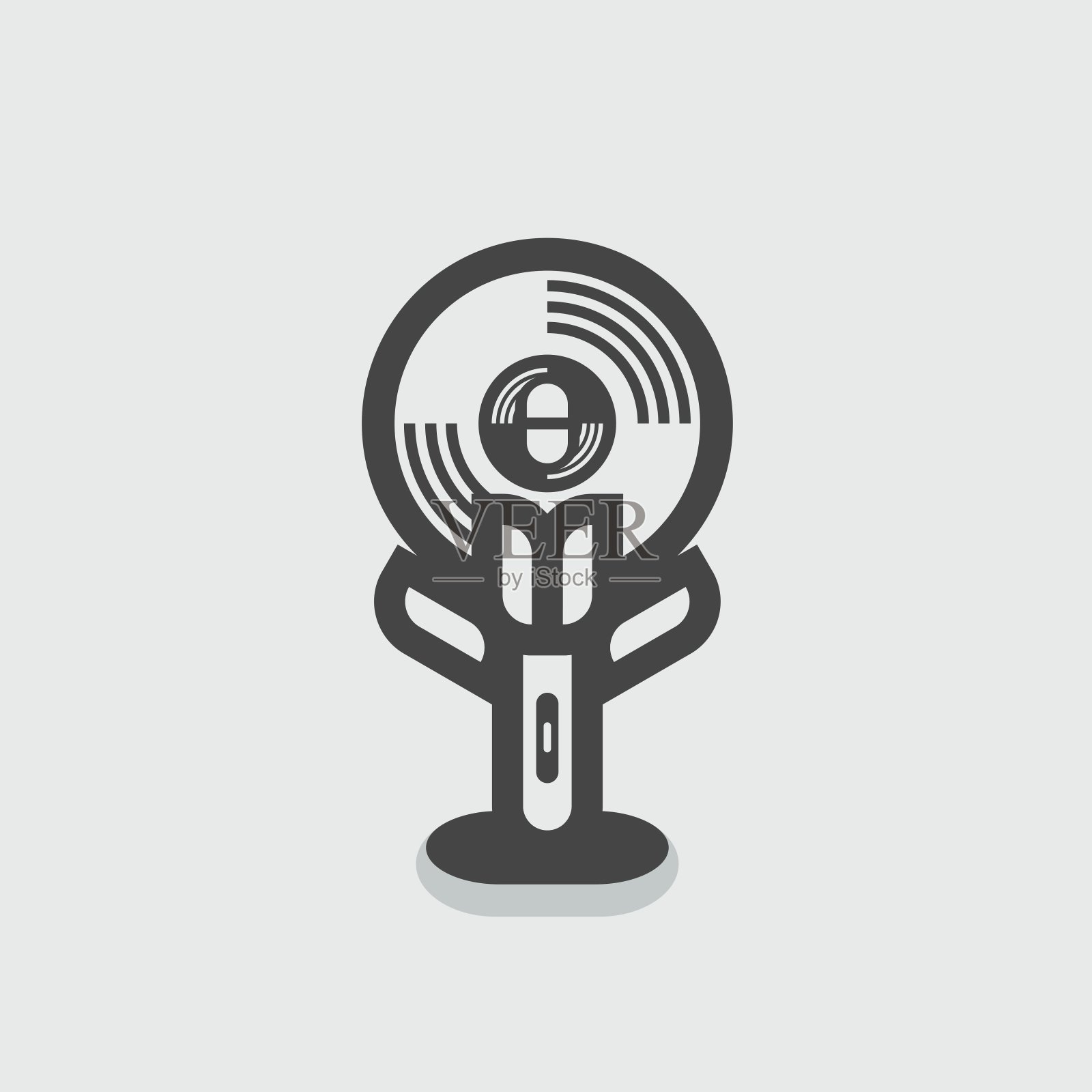 字母医学和健康播客图标设计与麦克风和乙烯基板插图插画图片素材