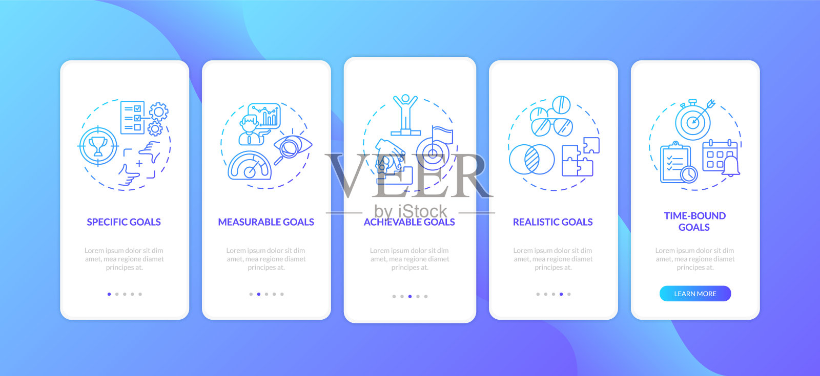 智能目标定义的手机应用页面屏幕上的概念插画图片素材