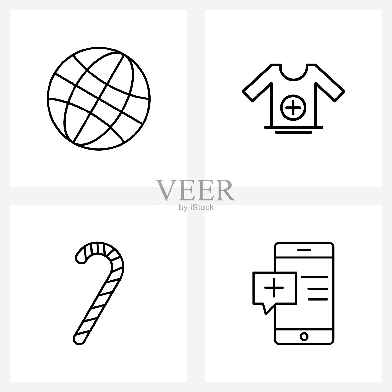 现代线4简单线图标食品地球仪图标素材