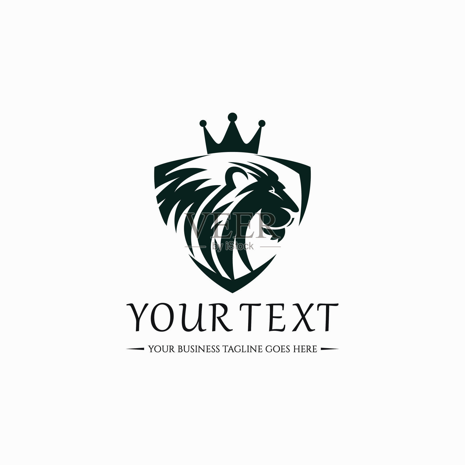 狮子盾图标-矢量插图插画图片素材